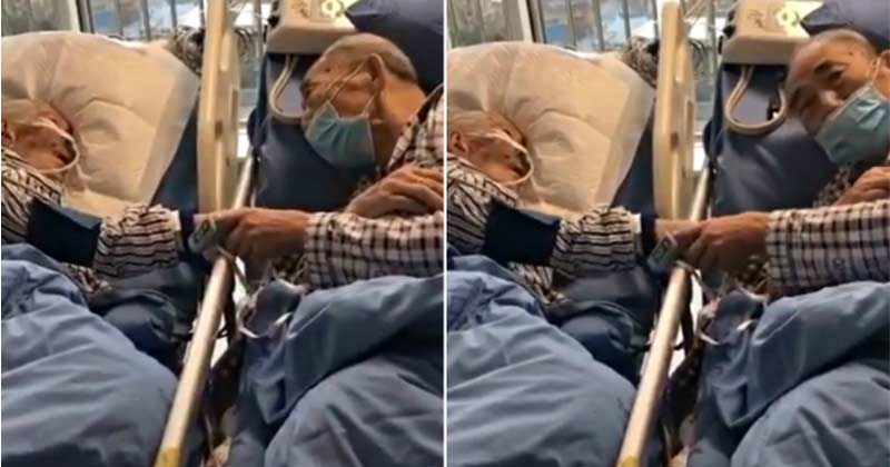 elderly couple suffering from coronavirus in china says goodbye to each other