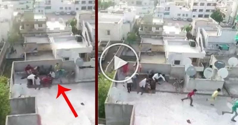 People Play Card On Roof Caught Police With Drone Camera Lockdown