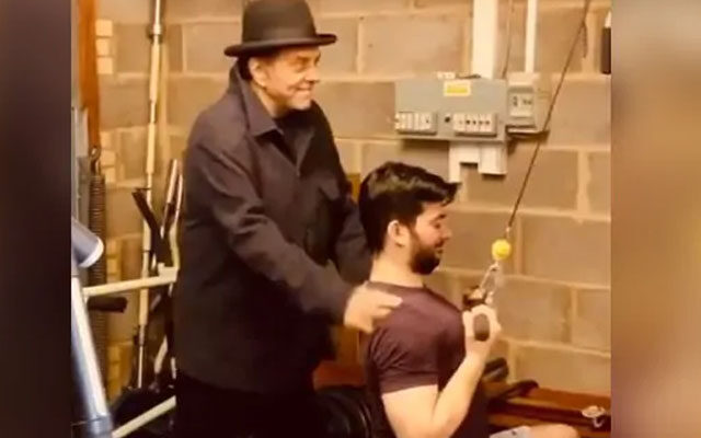 Dharmendra with Karan Deol in Gym