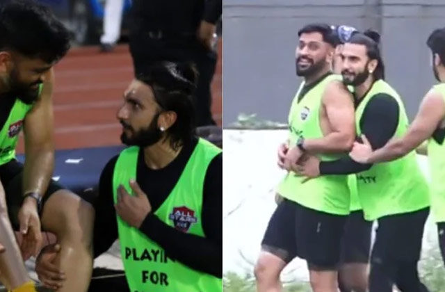 Ranveer Singh Seen Hugging MS Dhoni On Football Ground