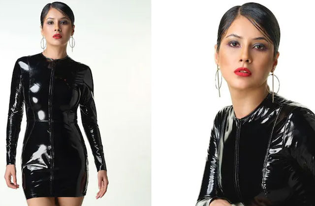 Shehnaaz Gill Looks Diva Black Short Dress