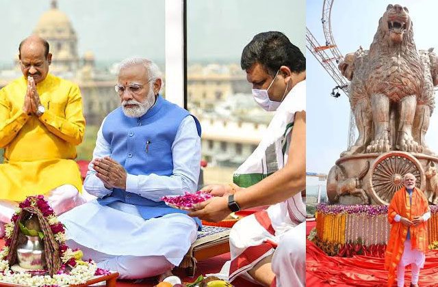 Modi National Emblem New Parliament Building